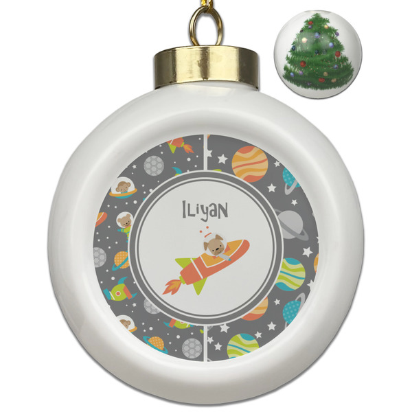Custom Space Explorer Ceramic Ball Ornament - Christmas Tree (Personalized)