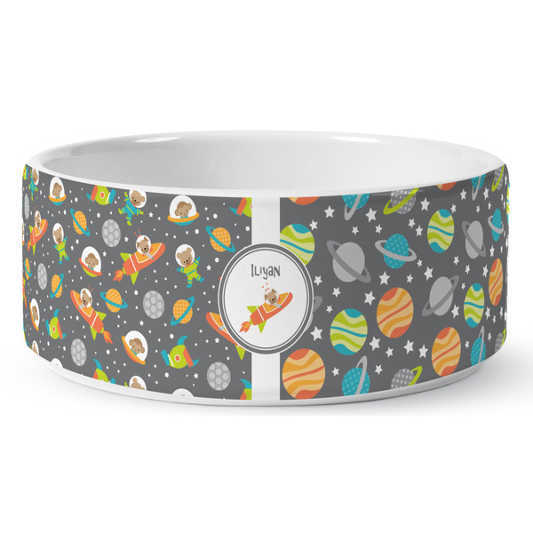 Space Explorer Ceramic Dog Bowl - Medium - Front