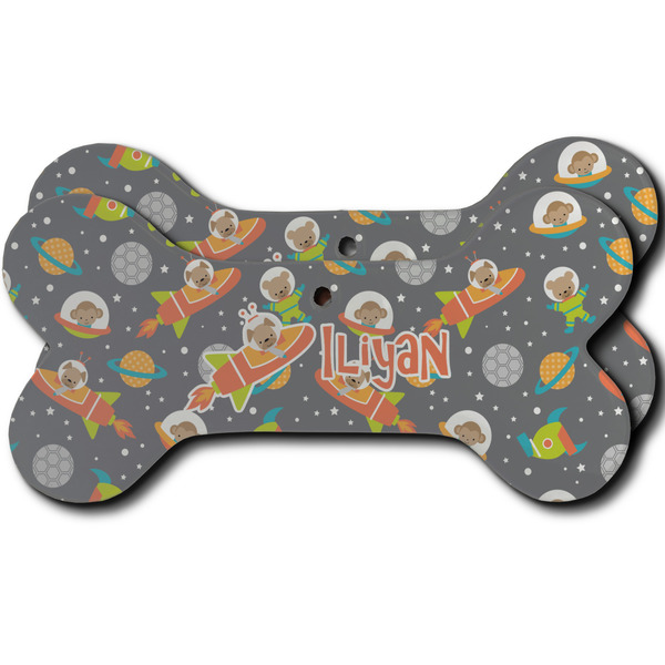 Custom Space Explorer Ceramic Dog Ornament - Front & Back w/ Name or Text