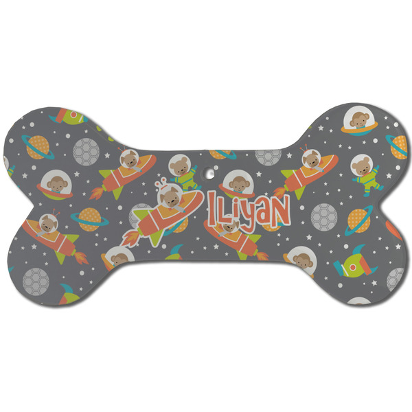 Custom Space Explorer Ceramic Dog Ornament - Front w/ Name or Text