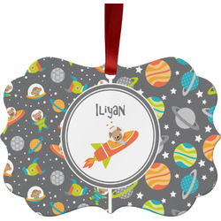 Space Explorer Metal Frame Ornament - Double Sided w/ Name or Text