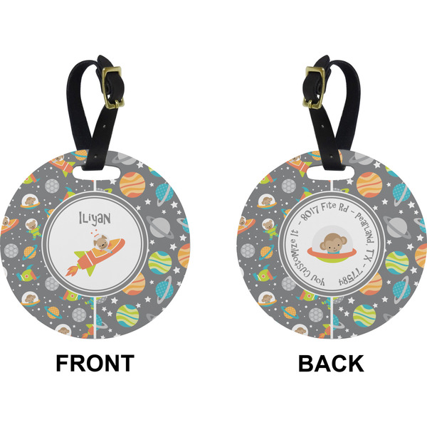 Space Explorer Circle Luggage Tag (Front + Back)