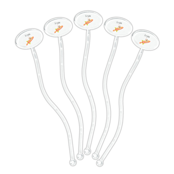 Space Explorer Clear Plastic 7" Stir Stick - Oval - Fan