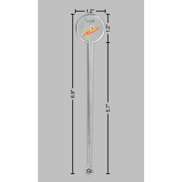 Space Explorer Clear Plastic 7" Stir Stick - Round - Dimensions