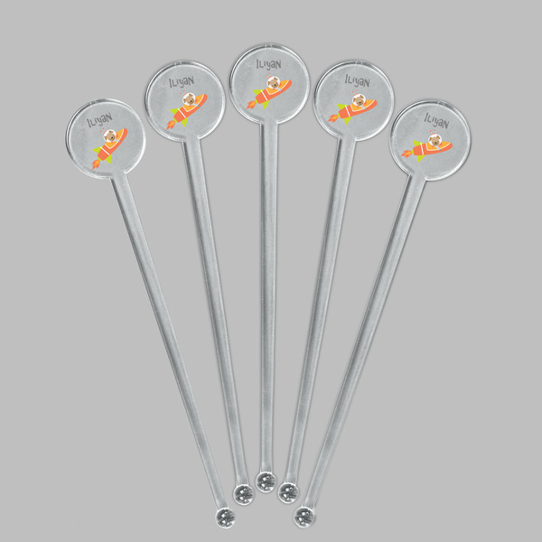 Space Explorer Clear Plastic 7" Stir Stick - Round - Fan View