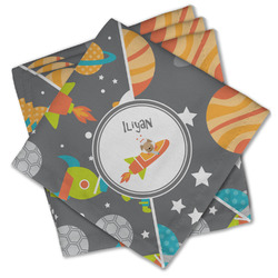 Space Explorer Cloth Cocktail Napkins - Set of 4 w/ Name or Text