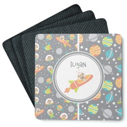 Space Explorer Square Rubber Backed Coasters - Set of 4 (Personalized)