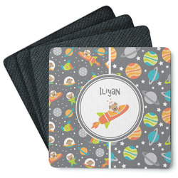 Space Explorer Square Rubber Backed Coasters - Set of 4 (Personalized)