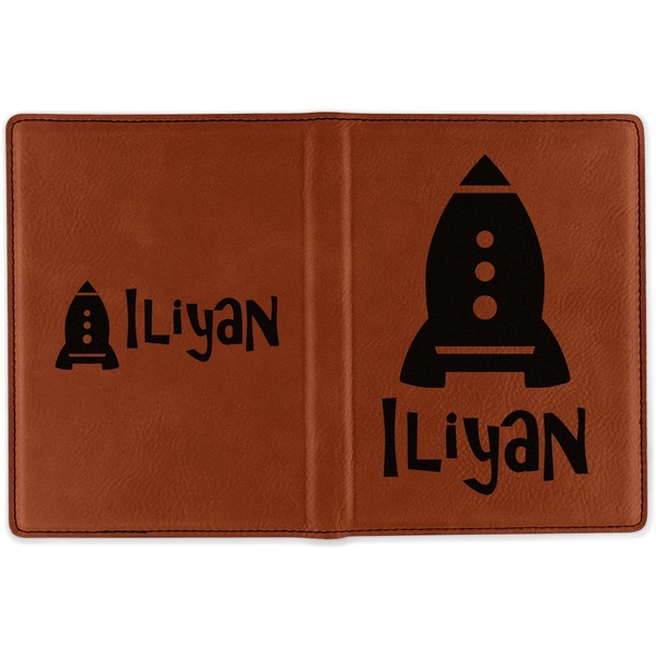 Space Explorer Cognac Leather Passport Holder Outside Double Sided - Apvl