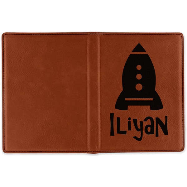 Space Explorer Cognac Leather Passport Holder Outside Single Sided - Apvl