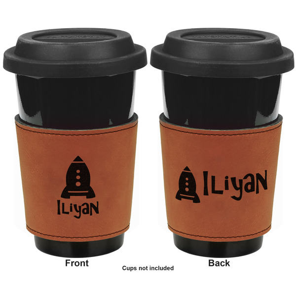 Space Explorer Cognac Leatherette Mug Sleeve - Double Sided Apvl