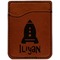 Space Explorer Cognac Leatherette Phone Wallet close up
