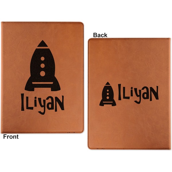 Space Explorer Cognac Leatherette Portfolios with Notepad - Small - Double Sided- Apvl