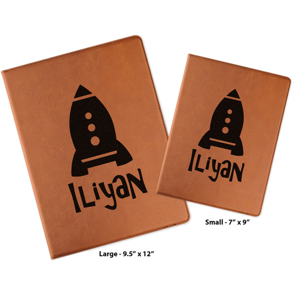 Space Explorer Cognac Leatherette Portfolios with Notepad - Compare Sizes