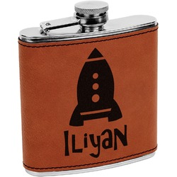 Space Explorer Leatherette Wrapped Stainless Steel Flask (Personalized)