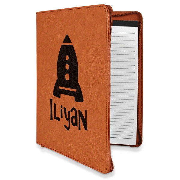 Custom Space Explorer Leatherette Zipper Portfolio with Notepad - Single Sided (Personalized)