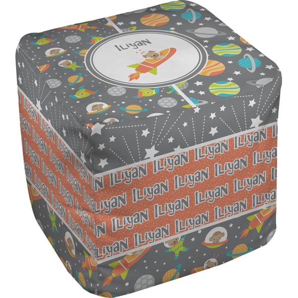 Custom Space Explorer Cube Pouf Ottoman - 13" (Personalized)