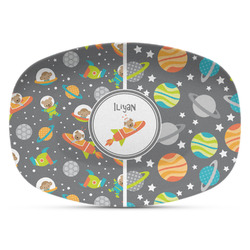 Space Explorer Plastic Platter - Microwave & Oven Safe Composite Polymer (Personalized)