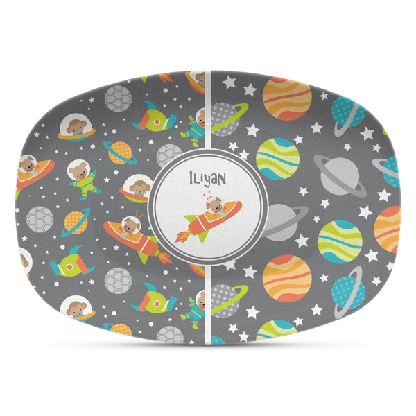 Custom Space Explorer Plastic Platter - Microwave & Oven Safe Composite Polymer (Personalized)