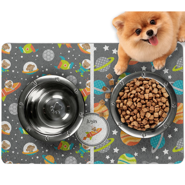 Custom Space Explorer Dog Food Mat - Small w/ Name or Text