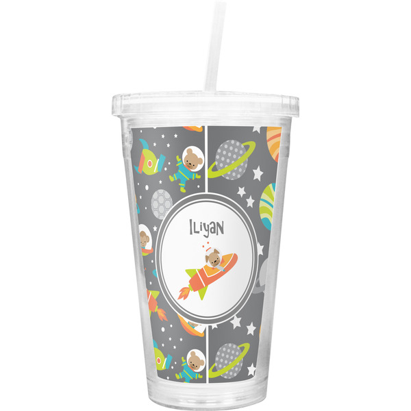 Custom Space Explorer Double Wall Tumbler with Straw (Personalized)