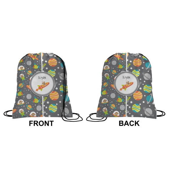 Space Explorer Drawstring Backpack Front & Back Medium