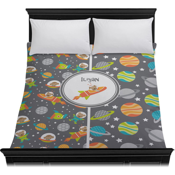 Space Explorer Duvet Cover - Queen - On Bed - No Prop
