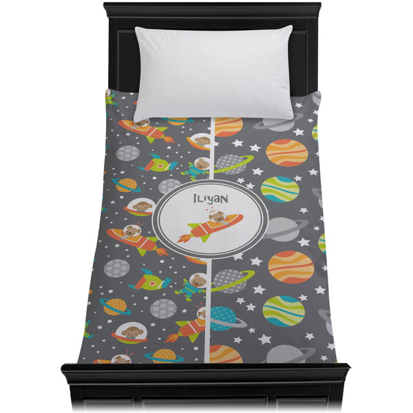 Space Explorer Duvet Cover - Twin - On Bed - No Prop