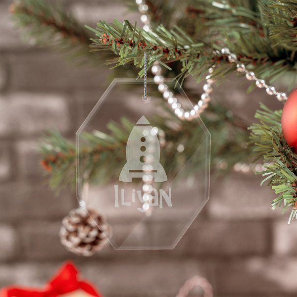 Space Explorer Engraved Glass Ornaments - Octagon (Lifestyle)