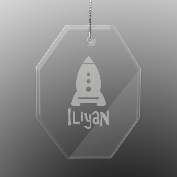 Custom Space Explorer Engraved Glass Ornament - Octagon (Personalized)
