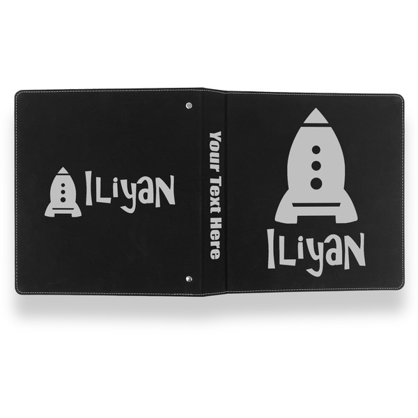 Space Explorer Leather Binder - 1" - Black- Back Spine Front View