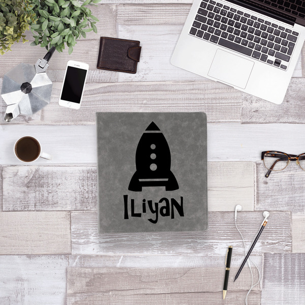 Space Explorer Leather Binder - 1" - Grey - Lifestyle View