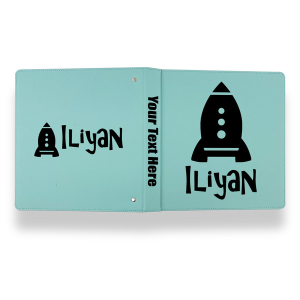 Space Explorer Leather Binder - 1" - Teal - Back Spine Front View