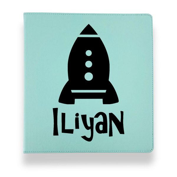 Space Explorer Leather Binders - 1" - Teal - Front View