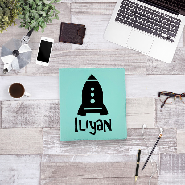 Space Explorer Leather Binder - 1" - Teal - Lifestyle View