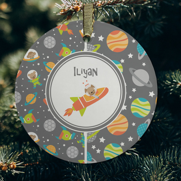 Space Explorer Frosted Glass Ornament - Round (Lifestyle)