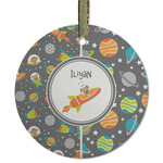 Space Explorer Flat Glass Ornament - Round w/ Name or Text