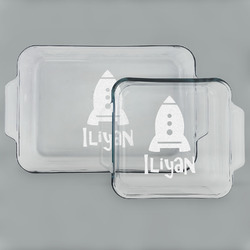 Space Explorer Set of Glass Baking & Cake Dish - 13in x 9in & 8in x 8in (Personalized)
