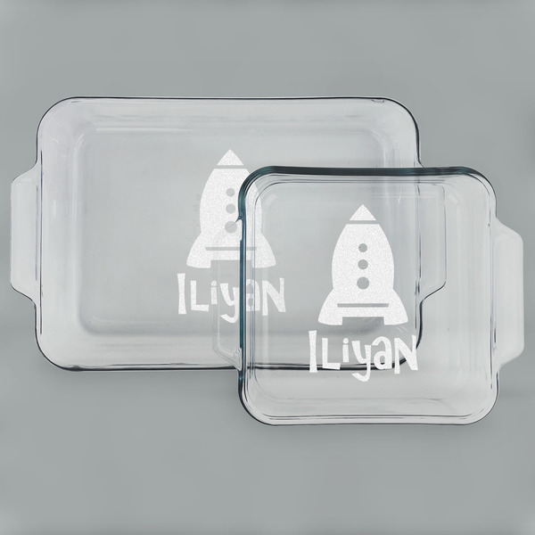 Custom Space Explorer Set of Glass Baking & Cake Dish - 13in x 9in & 8in x 8in (Personalized)