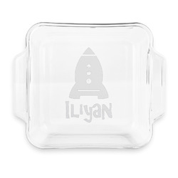 Space Explorer Glass Cake Dish with Truefit Lid - 8in x 8in (Personalized)