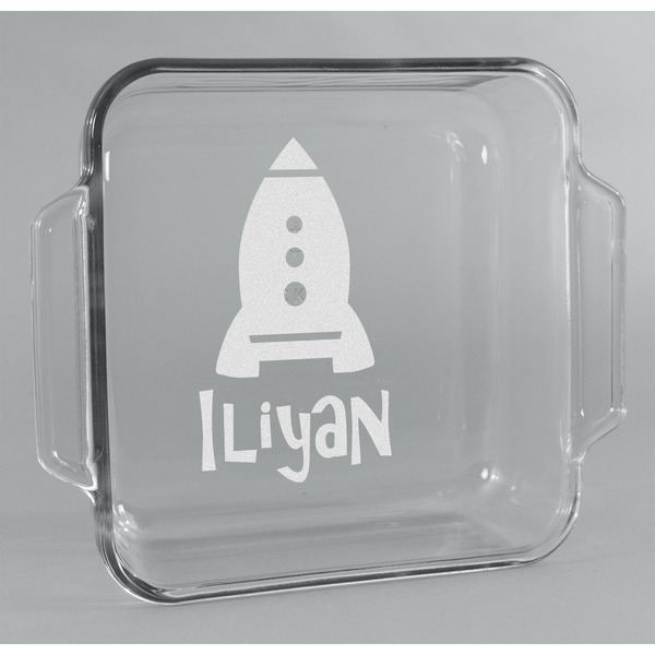Custom Space Explorer Glass Cake Dish - 8in x 8in (Personalized)