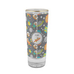 Space Explorer 2 oz Shot Glass -  Glass with Gold Rim - Set of 4 (Personalized)