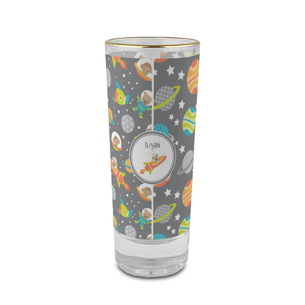 Custom Space Explorer 2 oz Shot Glass -  Glass with Gold Rim - Set of 4 (Personalized)