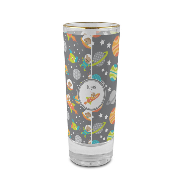 Custom Space Explorer 2 oz Shot Glass - Glass with Gold Rim (Personalized)
