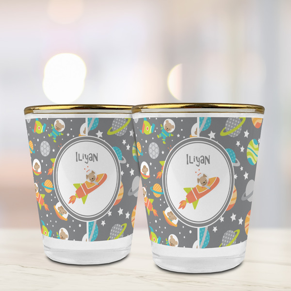 Space Explorer Glass Shot Glass - with gold rim - LIFESTYLE