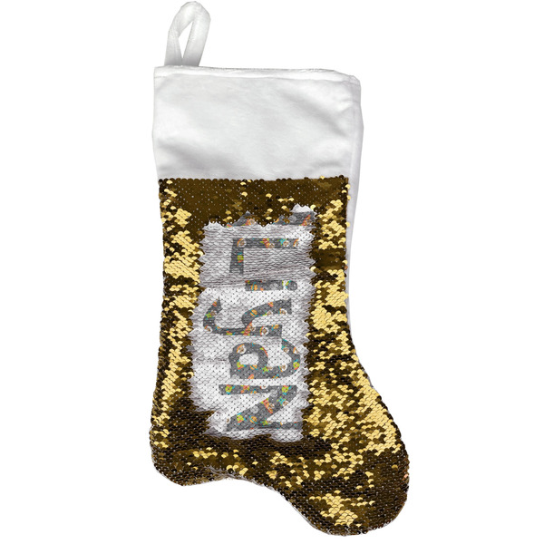Custom Space Explorer Reversible Sequin Stocking - Gold (Personalized)