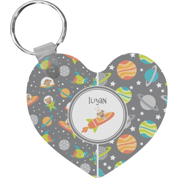 Custom Space Explorer Heart Plastic Keychain w/ Name or Text