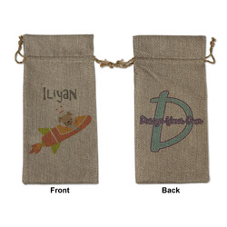 Space Explorer Large Burlap Gift Bag - Front & Back (Personalized)
