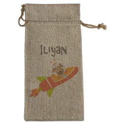 Space Explorer Large Burlap Gift Bag - Front (Personalized)