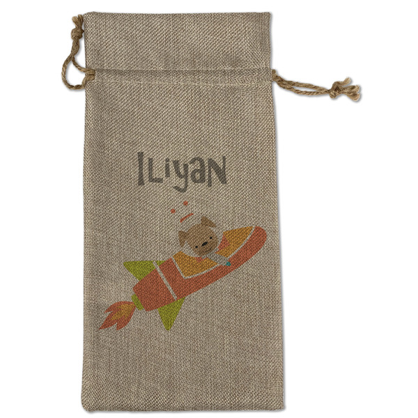 Space Explorer Large Burlap Gift Bags - Front
